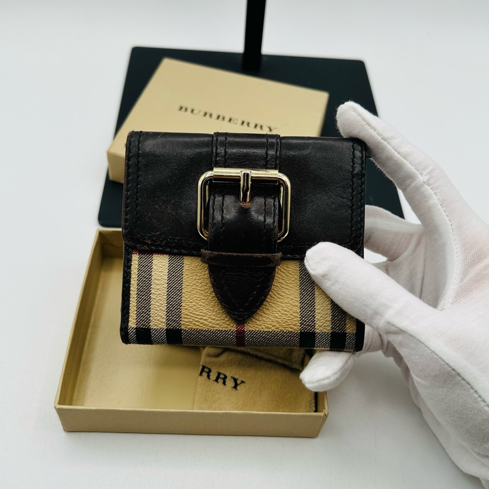 Burberry Nova Plaid Leather Wallet